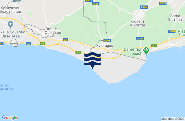 Mapa de mareas Xylofágou, Cyprus