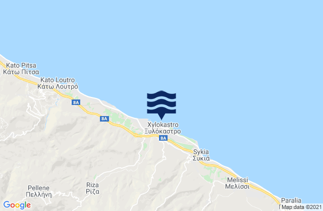Mapa de mareas Xylókastro, Greece