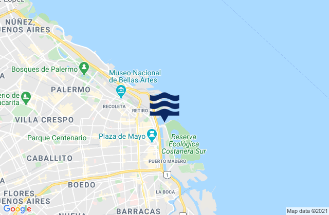 Mapa de mareas Yacht, Argentina