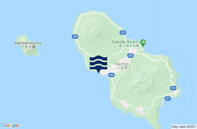 Mapa de mareas Yaene (Hatizyo Sima), Japan