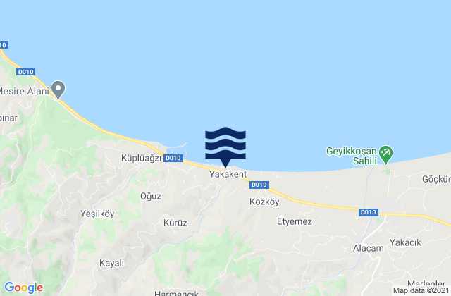 Mapa de mareas Yakakent, Turkey