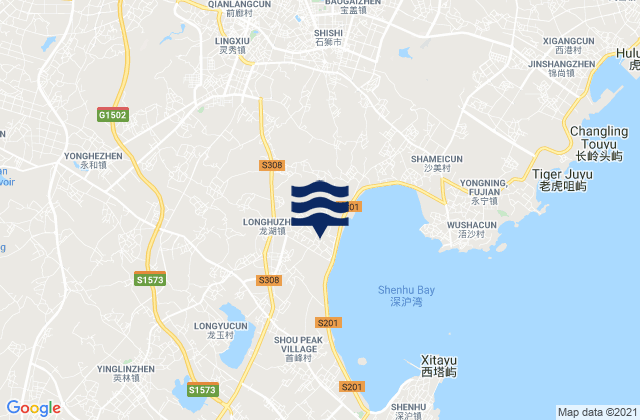 Mapa de mareas Yakoucun, China