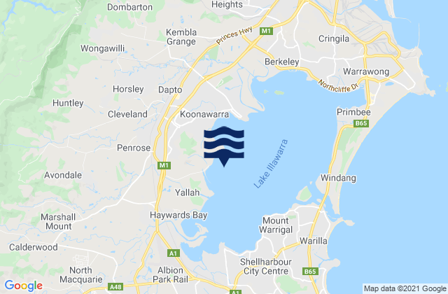 Mapa de mareas Yallah Bay, Australia