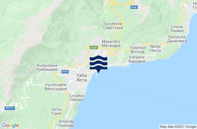 Mapa de mareas Yalta, Ukraine