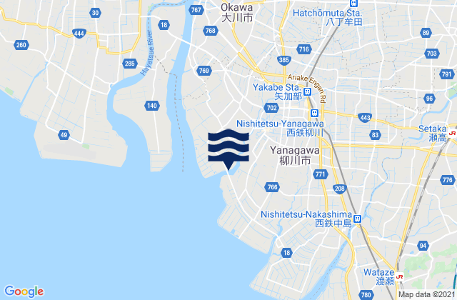 Mapa de mareas Yanagawa Shi, Japan