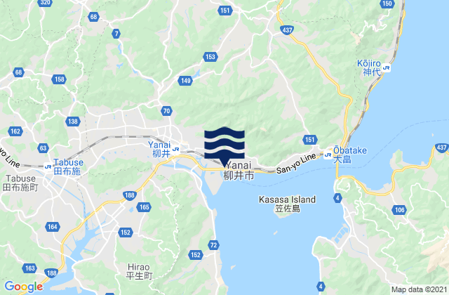 Mapa de mareas Yanai Shi, Japan