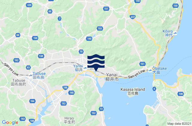 Mapa de mareas Yanai, Japan