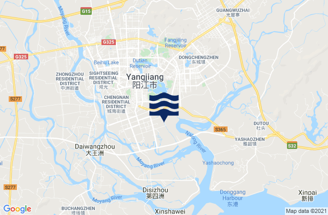 Mapa de mareas Yangjiang, China