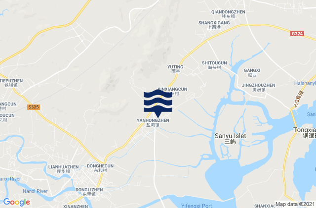 Mapa de mareas Yanhong, China