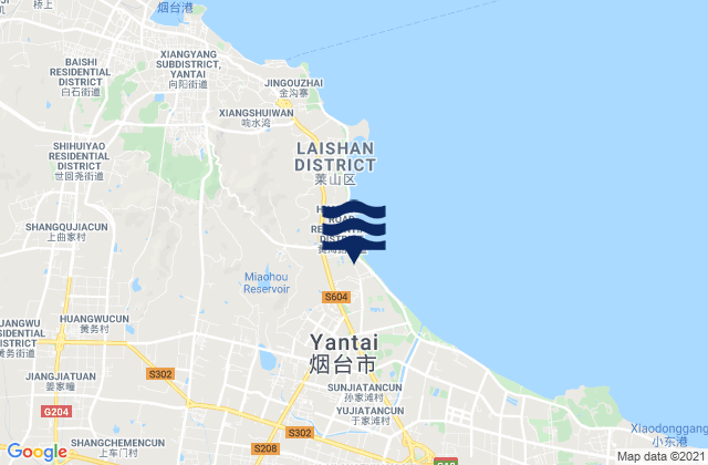 Mapa de mareas Yantai, China