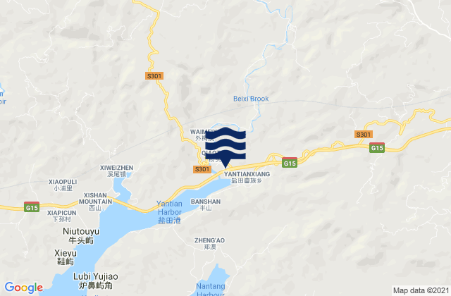 Mapa de mareas Yantian, China