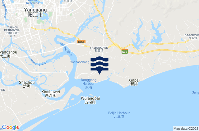 Mapa de mareas Yashao, China