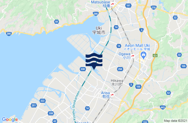 Mapa de mareas Yatsushiro-gun, Japan