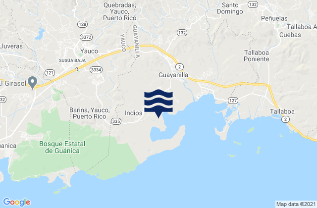 Mapa de mareas Yauco, Puerto Rico