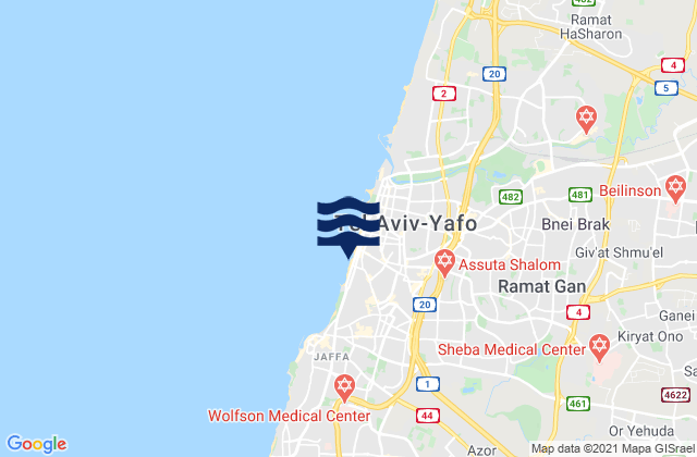 Mapa de mareas Yehud, Israel
