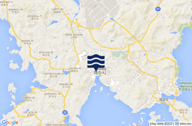 Mapa de mareas Yeosu-si, South Korea