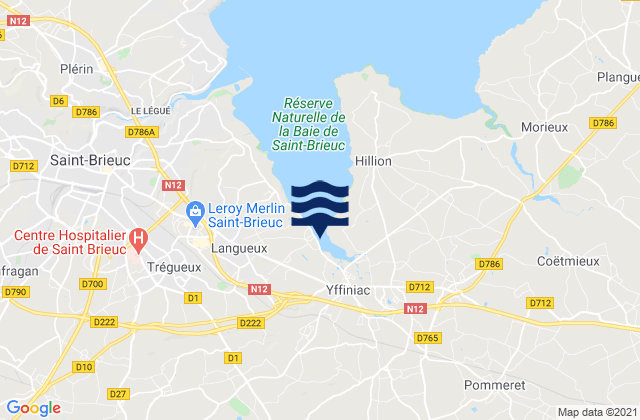 Mapa de mareas Yffiniac, France
