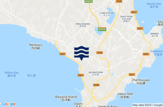 Mapa de mareas Yinglin, China