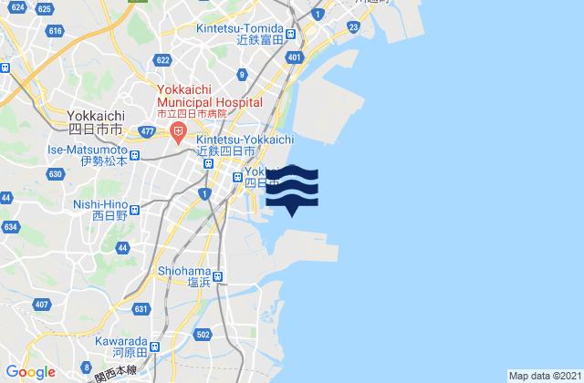 Mapa de mareas Yokkaichi-kō, Japan