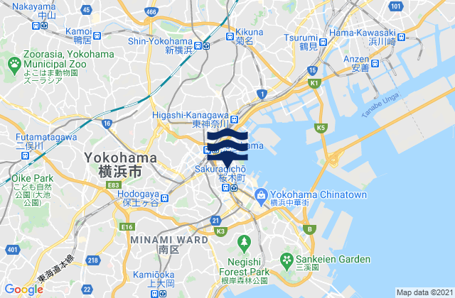 Mapa de mareas Yokohama Shi, Japan