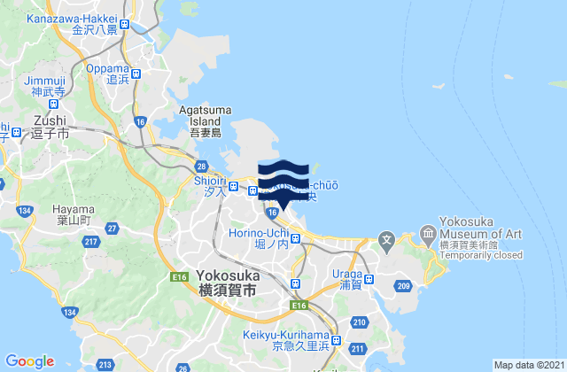 Mapa de mareas Yokosuka Shi, Japan