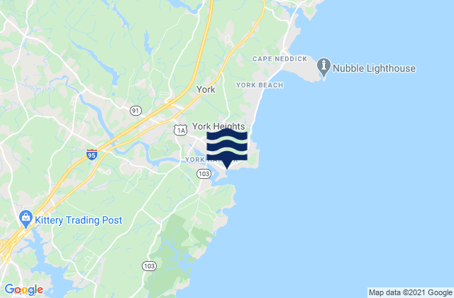 Mapa de mareas York Harbor Beach, United States