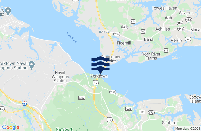 Mapa de mareas Yorktown, United States
