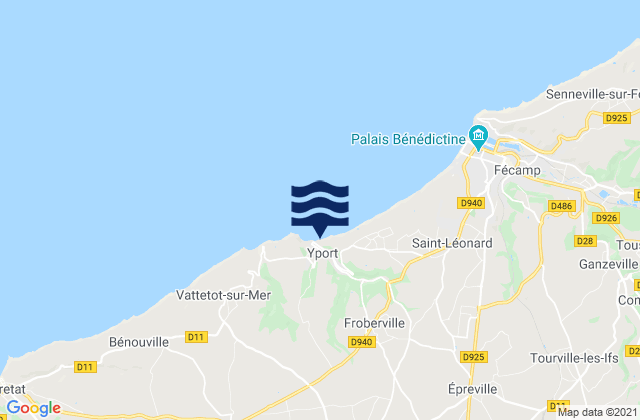 Mapa de mareas Yport, France