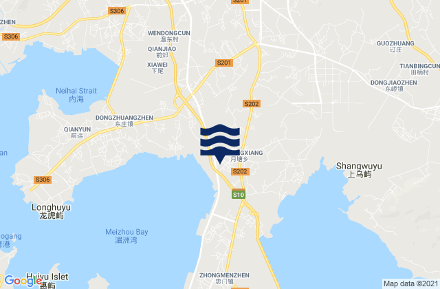 Mapa de mareas Yuetang, China