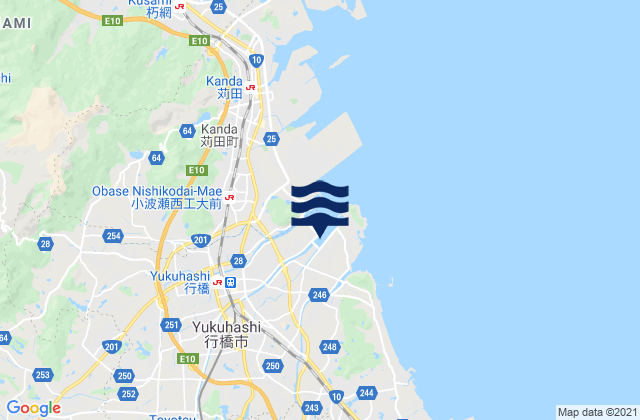 Mapa de mareas Yukuhashi Shi, Japan