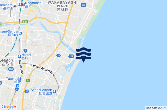 Mapa de mareas Yuriage, Japan