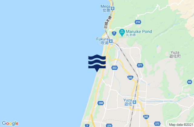 Mapa de mareas Yuza, Japan