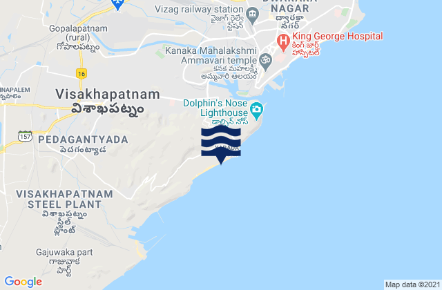 Mapa de mareas Yārāda, India