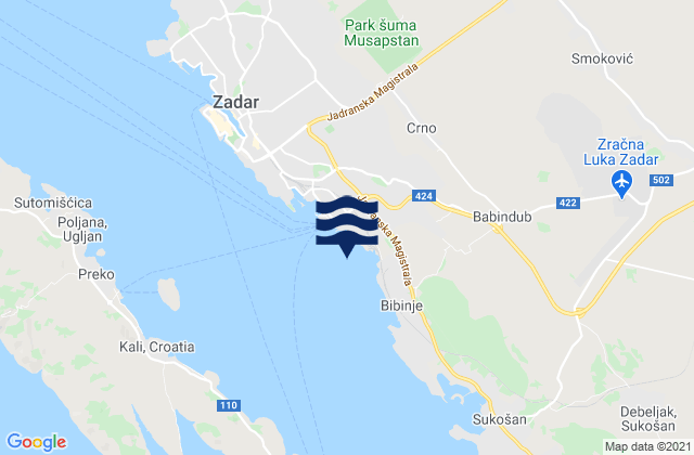 Mapa de mareas Zadar, Croatia