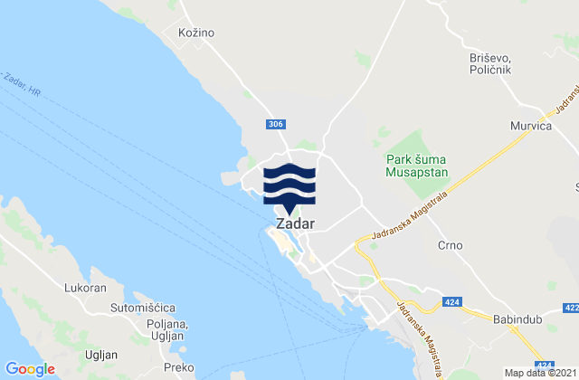 Mapa de mareas Zadar, Croatia
