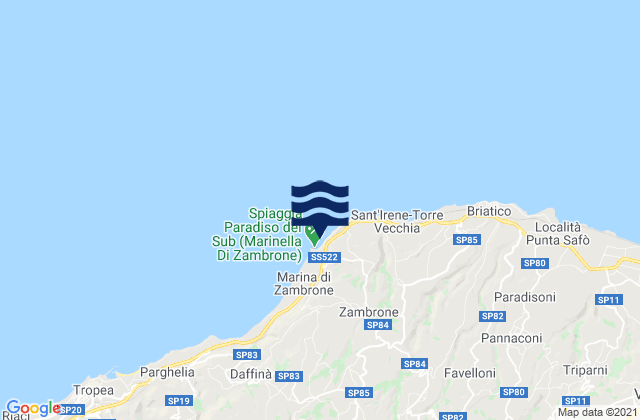 Mapa de mareas Zambrone, Italy