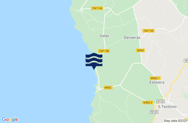 Mapa de mareas Zambujeira do Mar, Portugal