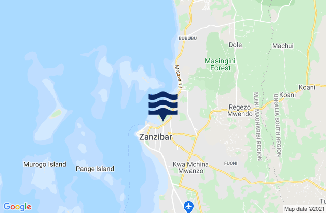 Mapa de mareas Zanzibar Urban/West Region, Tanzania