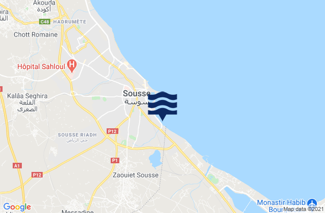 Mapa de mareas Zaouia-Ksiba-Thrayet, Tunisia