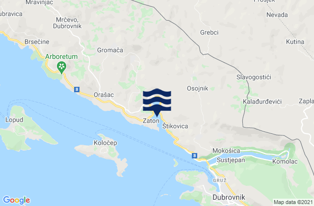Mapa de mareas Zaton, Croatia