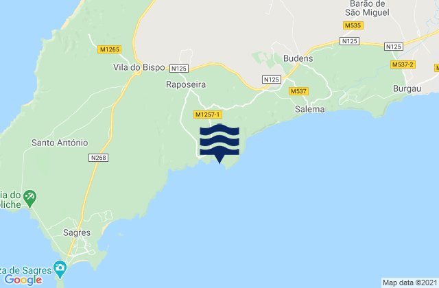 Mapa de mareas Zavial, Portugal