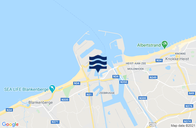 Mapa de mareas Zeebrugge, Netherlands