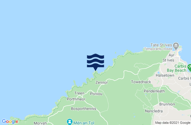 Mapa de mareas Zennor Head, United Kingdom