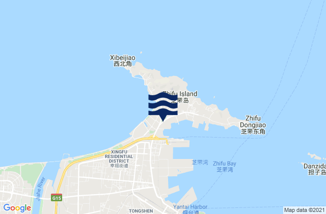 Mapa de mareas Zhifudao, China
