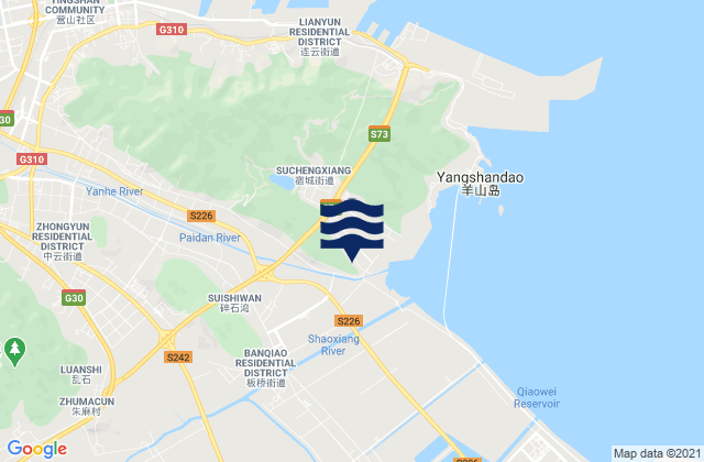 Mapa de mareas Zhongyun, China