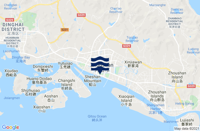Mapa de mareas Zhoushan, China
