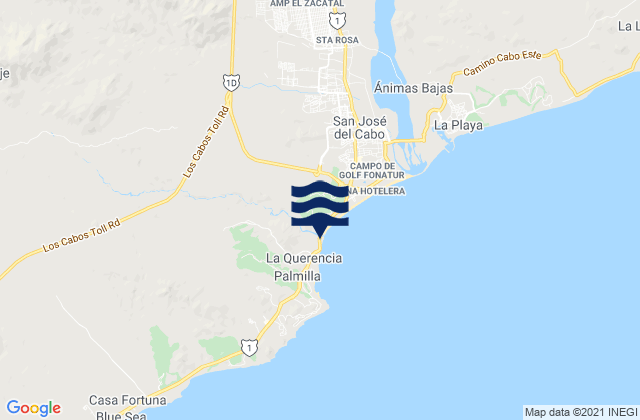 Mapa de mareas Zippers-Costa Azul, Mexico