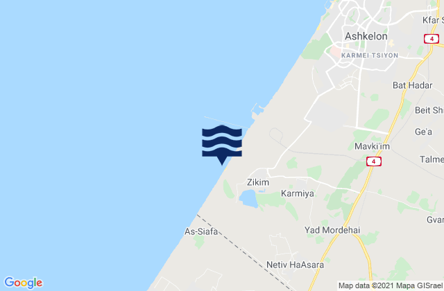 Mapa de mareas Ziqim ( Zikim) Beach, Israel