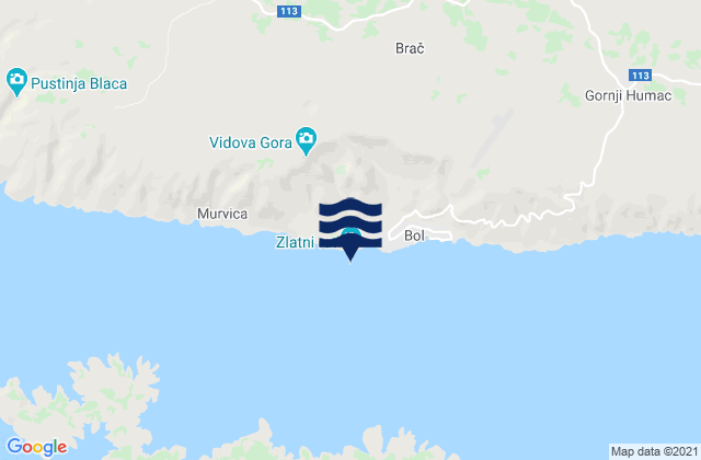 Mapa de mareas Zlatni Rat, Croatia