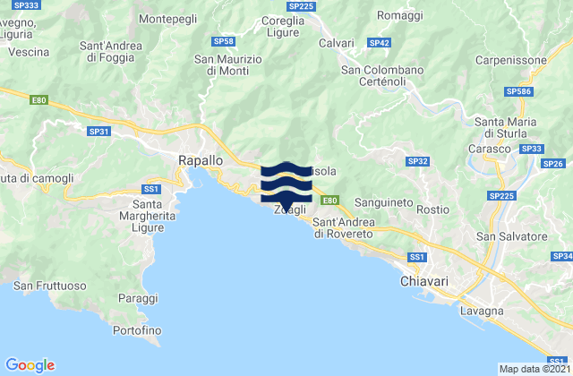 Mapa de mareas Zoagli, Italy
